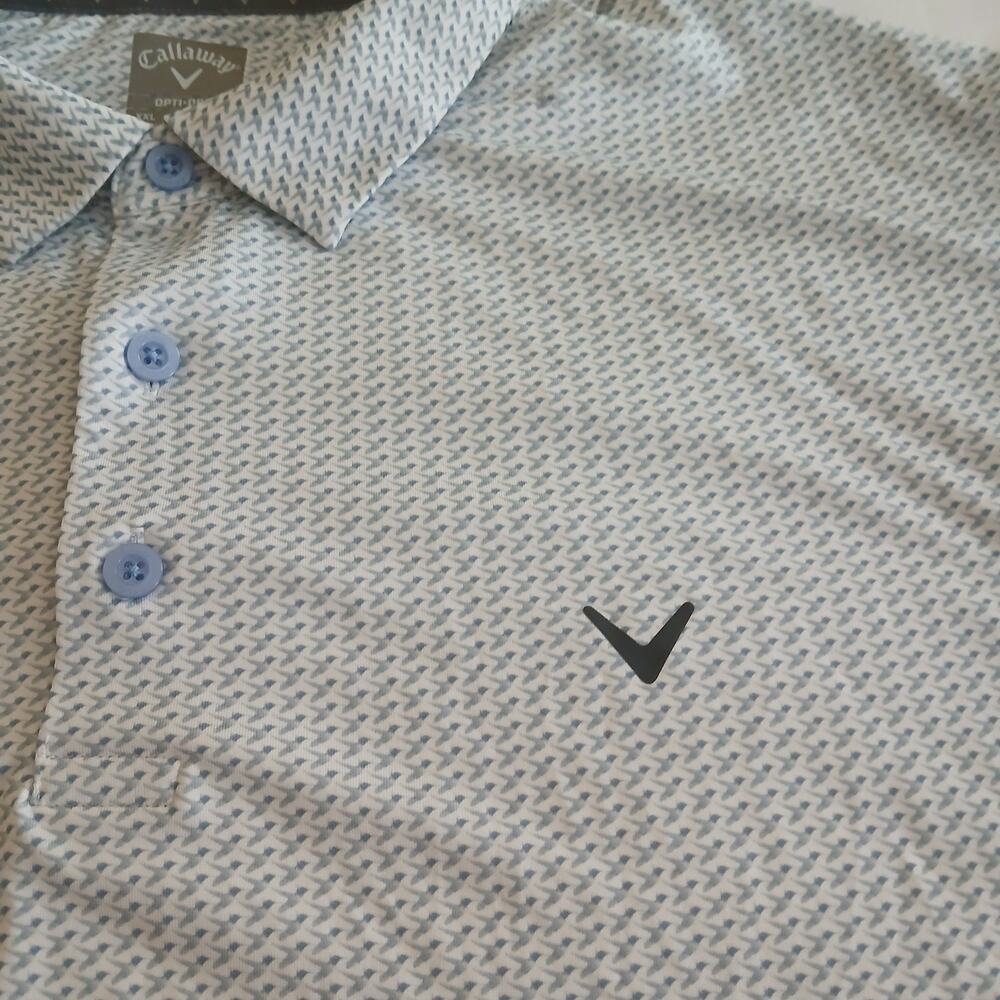 Callaway Polo Shirt Men's XXL White Geometric Performance Golf Opti-dri Stretch - Picture 5 of 12